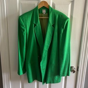 green linen blazer